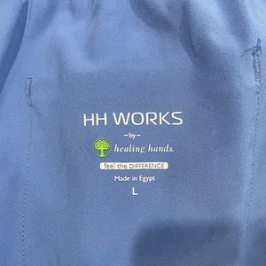 Healing hands scrub bottom, flare leg, size large, ceil blue, barely worn